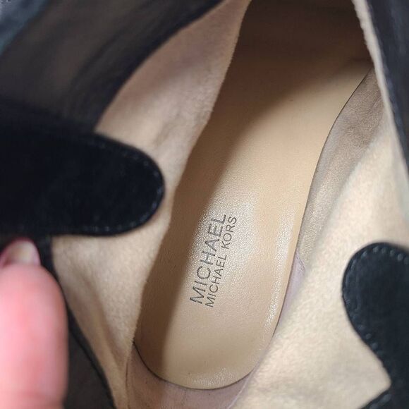 Michael Kors Dani Rhinestone Studded Black Suede Ankle Boots - Picture 6 of 7